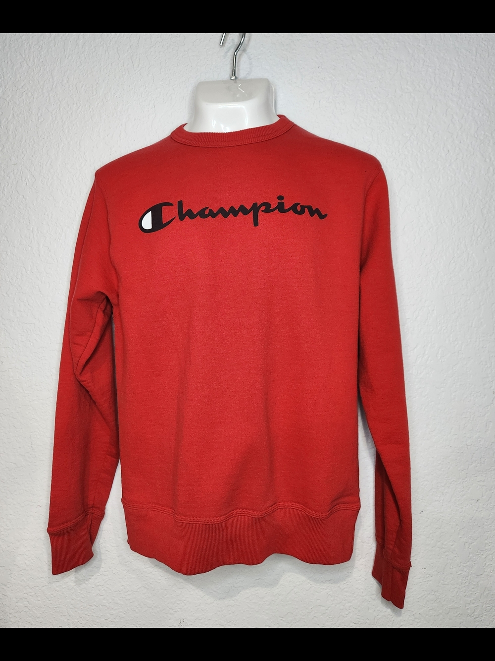 Champion Red Crewneck Sweatshirt with Script Logo